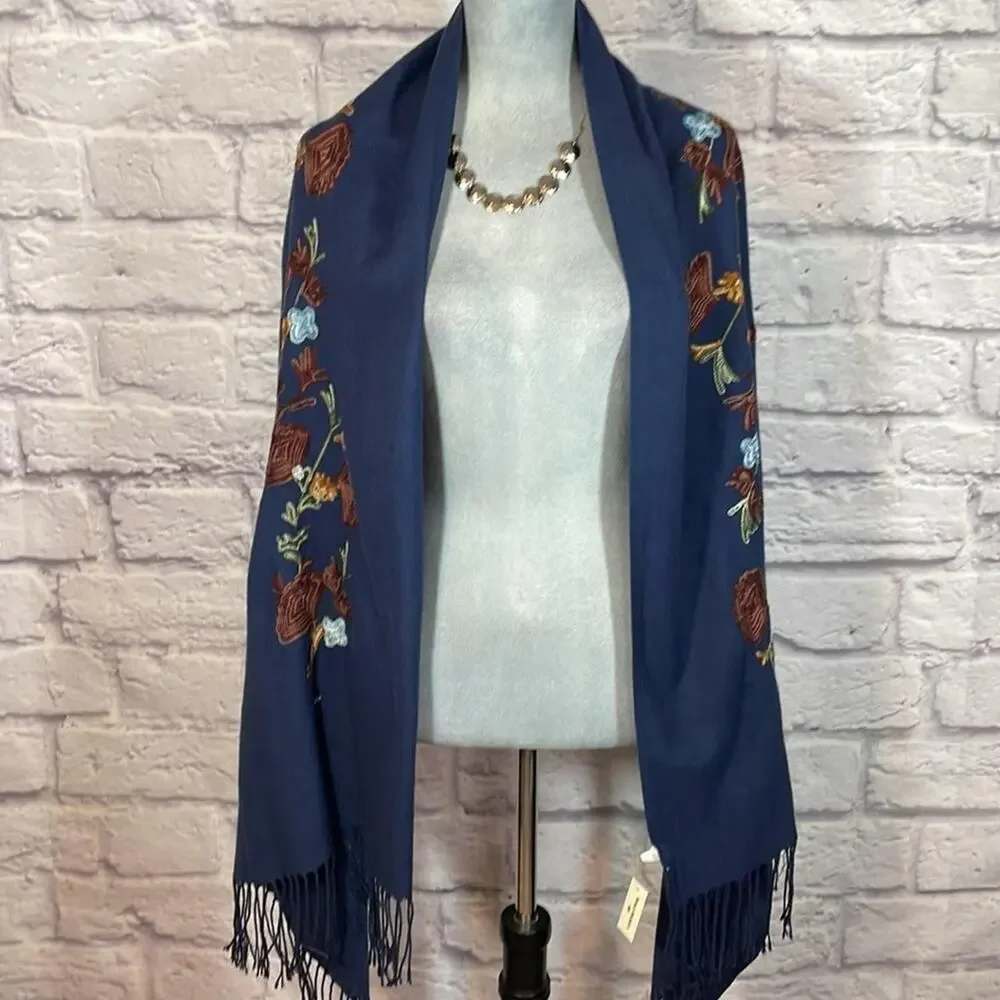 NWT World Market Super Soft Boho Embroidered Scarf
